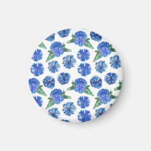 Beautiful watercolor blue cornflowers magnet