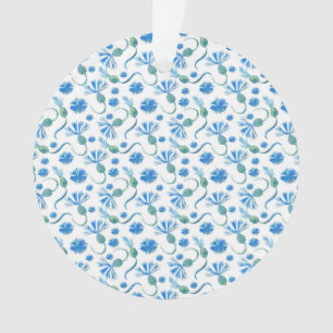Beautiful Watercolor Blue cornflowers Ornament