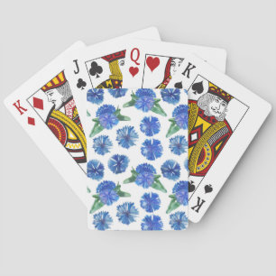 Beautiful watercolor blue cornflowers playing cards