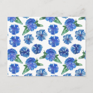 Beautiful watercolor blue cornflowers postcard