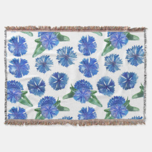Beautiful watercolor blue cornflowers throw blanket