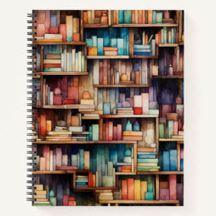 Beautiful Watercolor Books Library Bookshelves