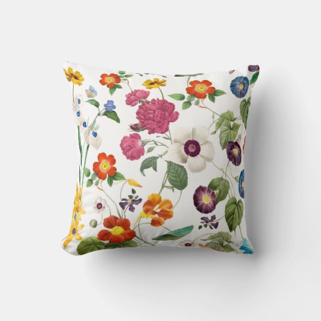 Beautiful Watercolor Botanical Cushion (Front)