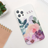 Beautiful Watercolor Botanical Florals + Monogram