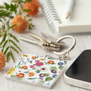 Beautiful Watercolor Botanical Key Ring