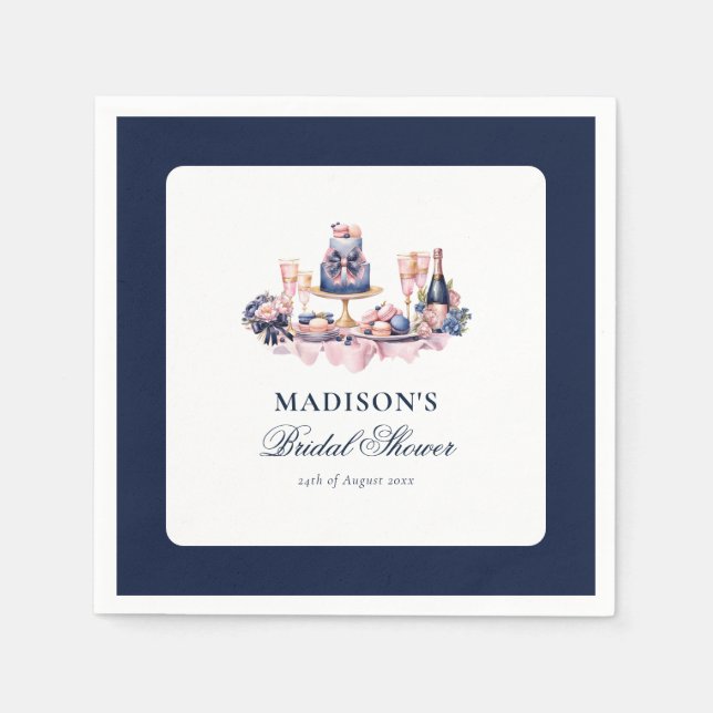 Beautiful watercolor Bridal Shower Personalised Napkin (Front)