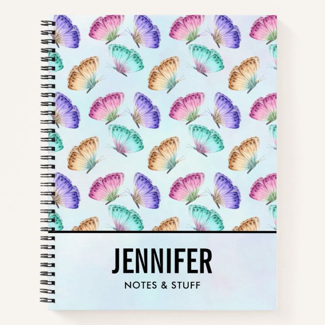Beautiful Watercolor Butterfly Pattern Notebook (Front)