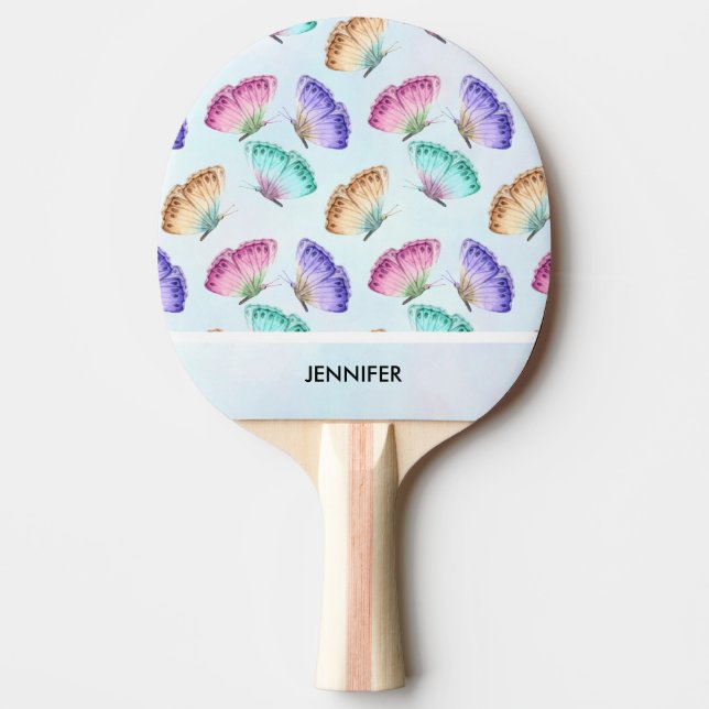 Beautiful Watercolor Butterfly Pattern Ping Pong Paddle (Front)