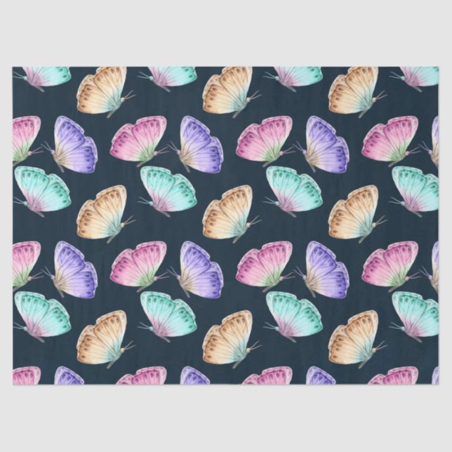 Beautiful Watercolor Butterfly Pattern Tissue Paper (Front)