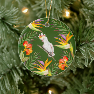 Beautiful watercolor cacatau parrot hand drawing Ceramic Ornament