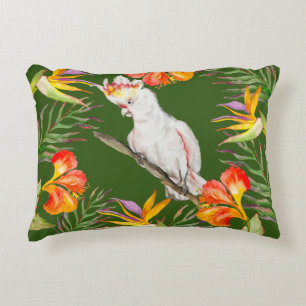 Beautiful watercolor cacatau parrot hand drawing Decorative Cushion
