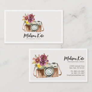 Beautiful Watercolor Camera Business Cards