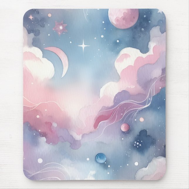 Beautiful Watercolor Celestial Mouse Pad (Front)
