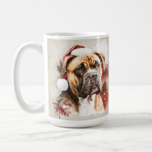 BEAUTIFUL WATERCOLOR CHRISTMAS BOXER DOG COFFEE MUG