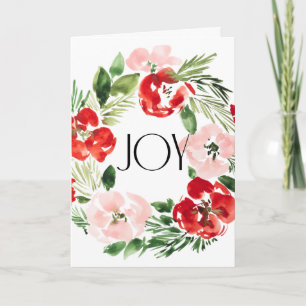 Beautiful Watercolor Christmas wreath Joy Card
