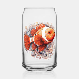 Beautiful watercolor clownfish design can glass