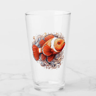 Beautiful watercolor clownfish design glass