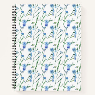 Beautiful watercolor cornflowers notebook