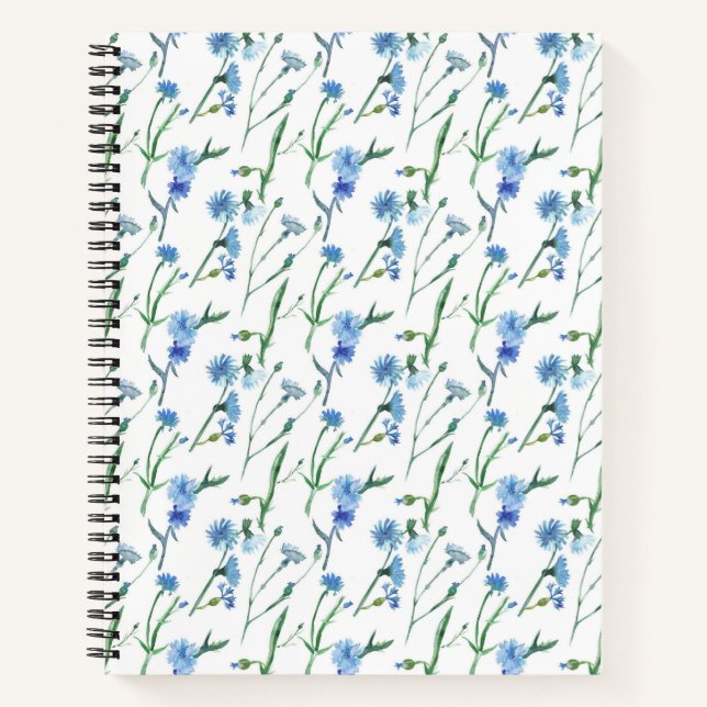 Beautiful watercolor cornflowers notebook (Front)