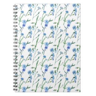 Beautiful watercolor cornflowers notebook