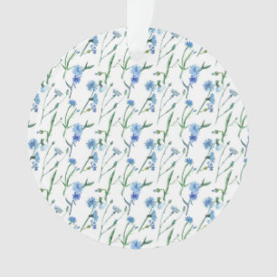Beautiful watercolor cornflowers ornament