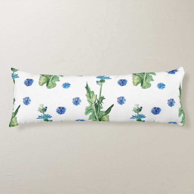 Beautiful watercolor cornflowers pattern body cushion (Front)