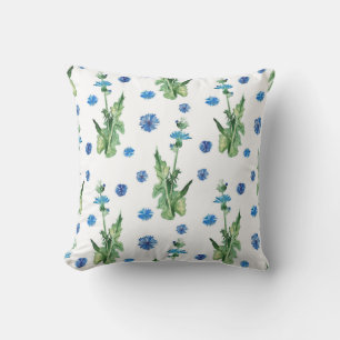 Beautiful watercolor cornflowers pattern cushion