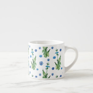 Beautiful watercolor cornflowers pattern espresso cup