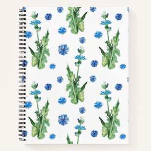 Beautiful watercolor cornflowers pattern notebook