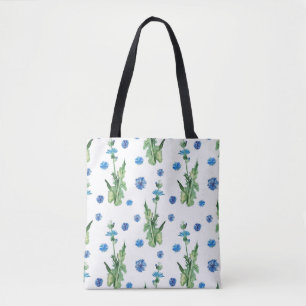 Beautiful watercolor cornflowers pattern tote bag