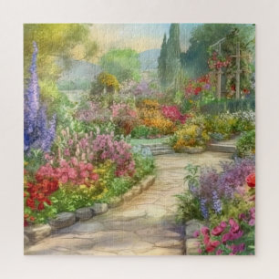 Beautiful Watercolor Country Garden Jigsaw Puzzle