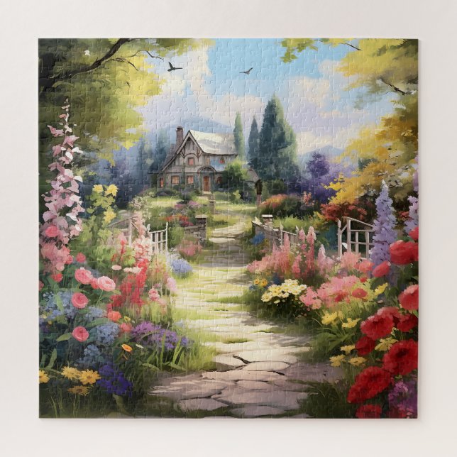 Beautiful Watercolor Country Garden Jigsaw Puzzle (Vertical)