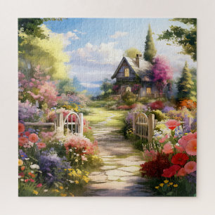 Beautiful Watercolor Country Garden Jigsaw Puzzle