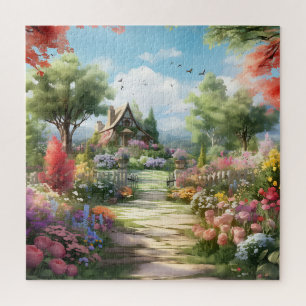 Beautiful Watercolor Country Garden Jigsaw Puzzle