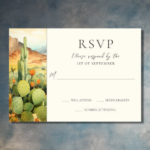 Beautiful Watercolor Desert Cactus Wedding RSVP Card