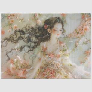 Beautiful Watercolor Doll-like Girls Decoupage Tissue Paper