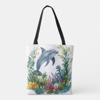 Beautiful Watercolor Dolphin Tote Bag