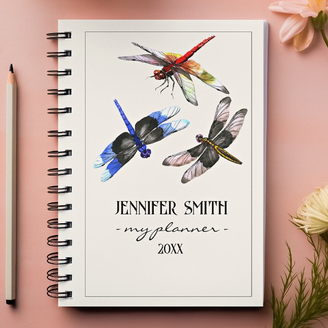 Beautiful Watercolor Dragonflies Colorful Spiral Planner (Creator Uploaded)