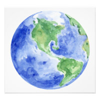 Beautiful Watercolor Earth Planet 