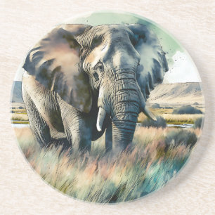 Beautiful Watercolor Elephant Coaster