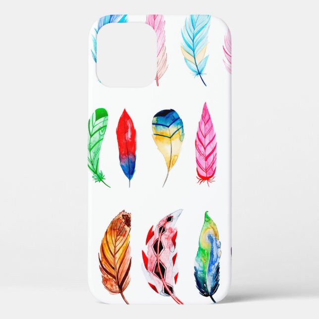 Beautiful Watercolor Feather Collection Case-Mate iPhone Case (Back)