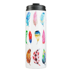 Beautiful Watercolor Feather Collection Thermal Tumbler