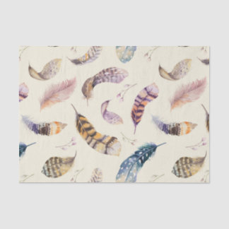 Beautiful Watercolor Feathers Pattern Tissue Paper