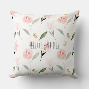 Beautiful Watercolor Floral Blush Pink Cushion