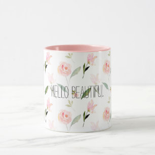Beautiful Watercolor Floral Blush Pink Mug