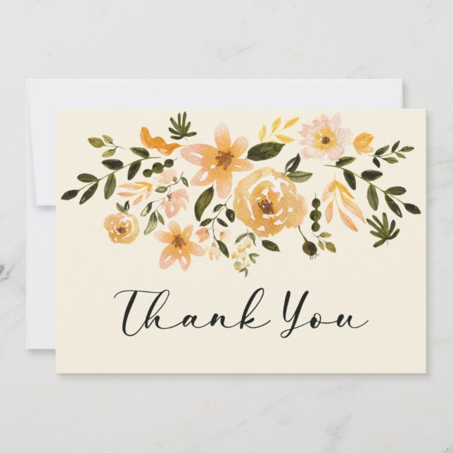Beautiful watercolor floral design thank you card (Front)