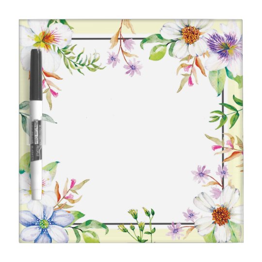 Beautiful Watercolor Floral Dry Erase Board