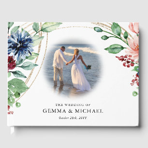 Beautiful Watercolor Floral & Greenery Wedding Guest Book