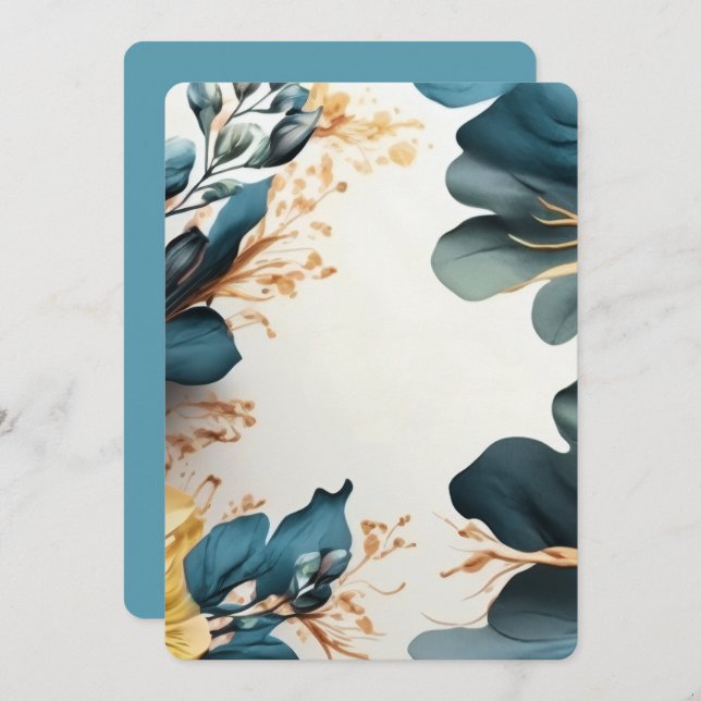 Beautiful watercolor floral invitation (Front/Back)