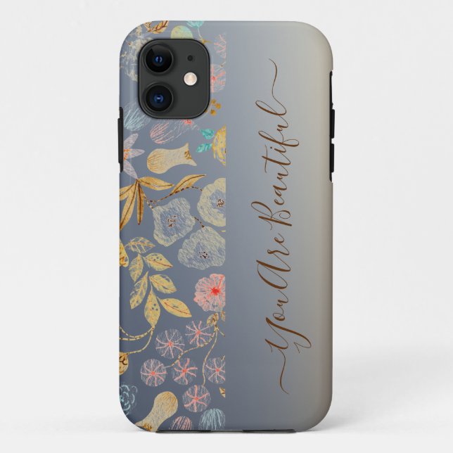 Beautiful watercolor floral pattern iPhone Case (Back)